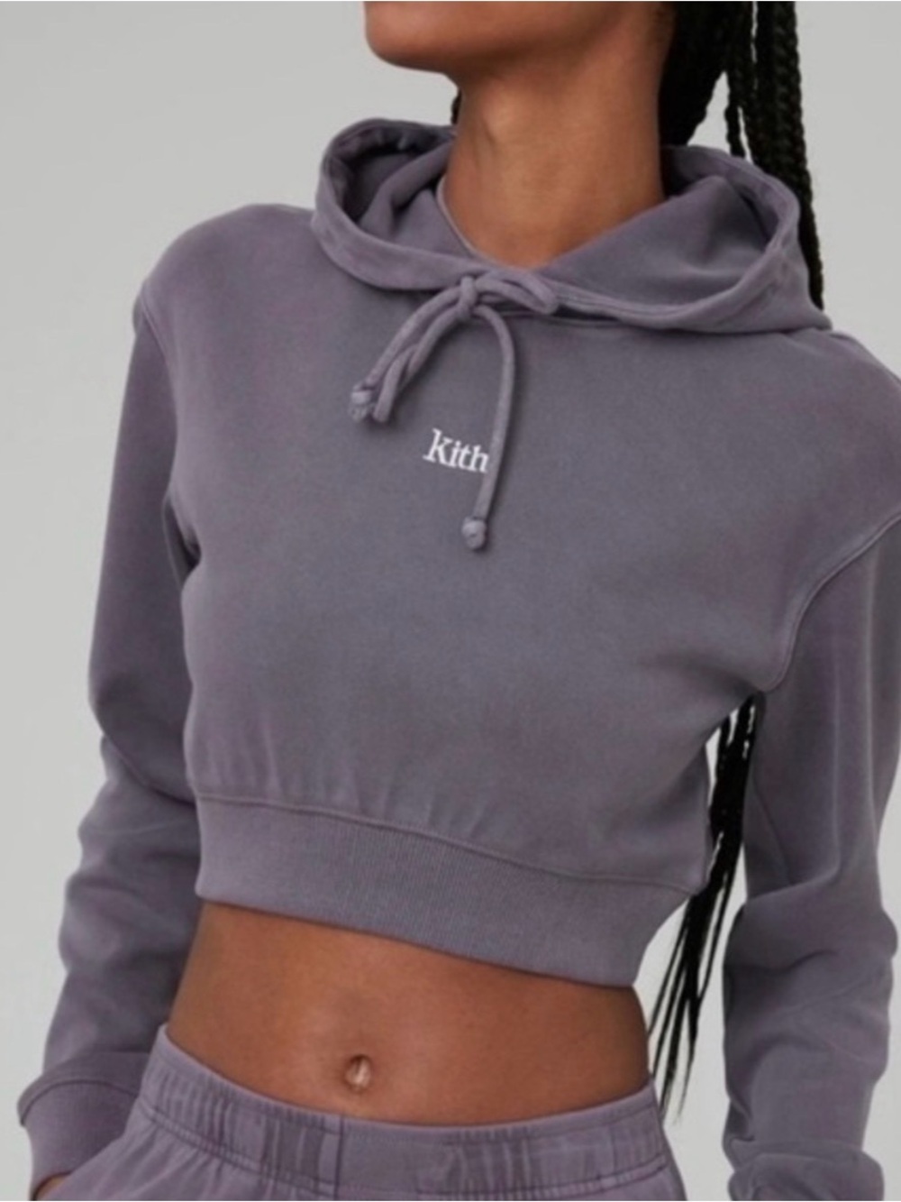 Kith Women's Cropped Hoodie in Dusty Lavender